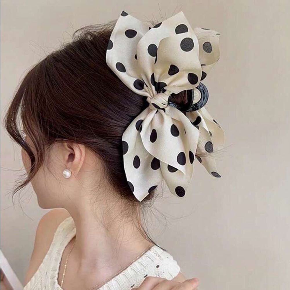 Polka Dot Hair Bow Clip N1455